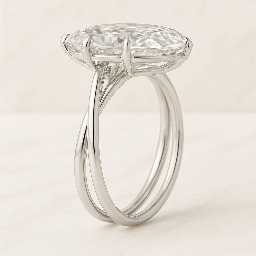 Oval Cut Diamond Swirl Band Solitaire Ring Oval Lab Grown Diamond Engagement Ring