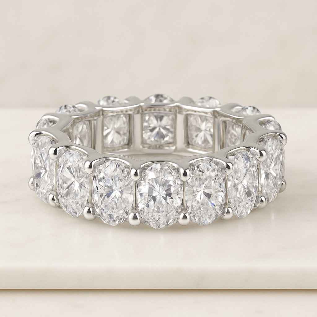 Oval Cut Full Eternity Ring Wedding Band Engagement Ring Moissanite Anniversary Ring Gift