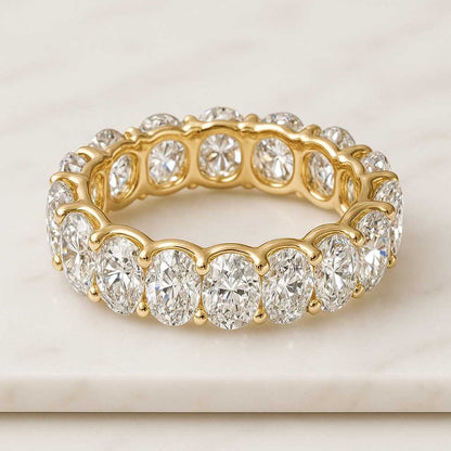 Oval Cut Full Eternity Ring Wedding Band Engagement Ring Moissanite Anniversary Ring Gift Bridal Ring Stacking Rose Gold Ring
