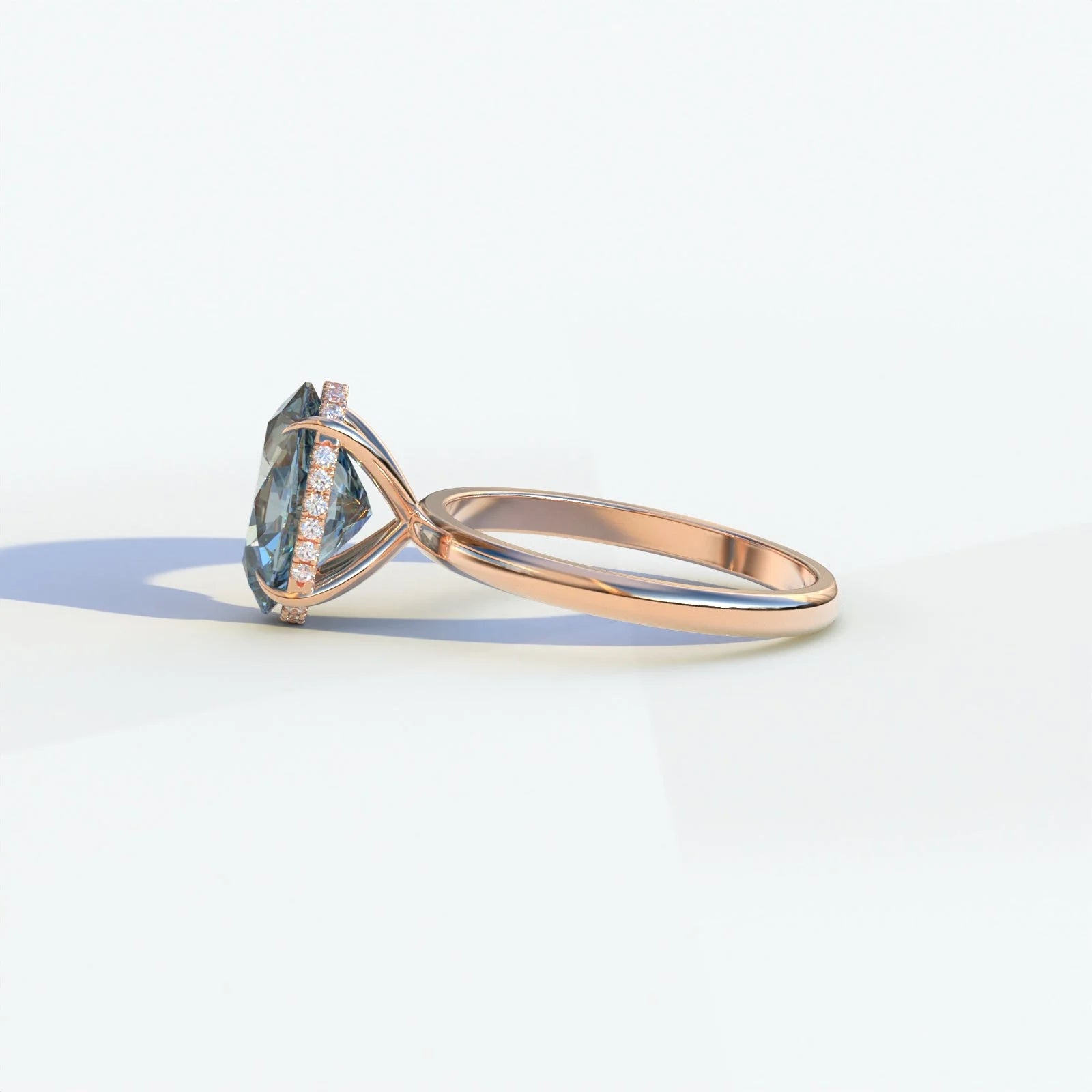 Oval Cut Hidden Halo Engagement Ring
