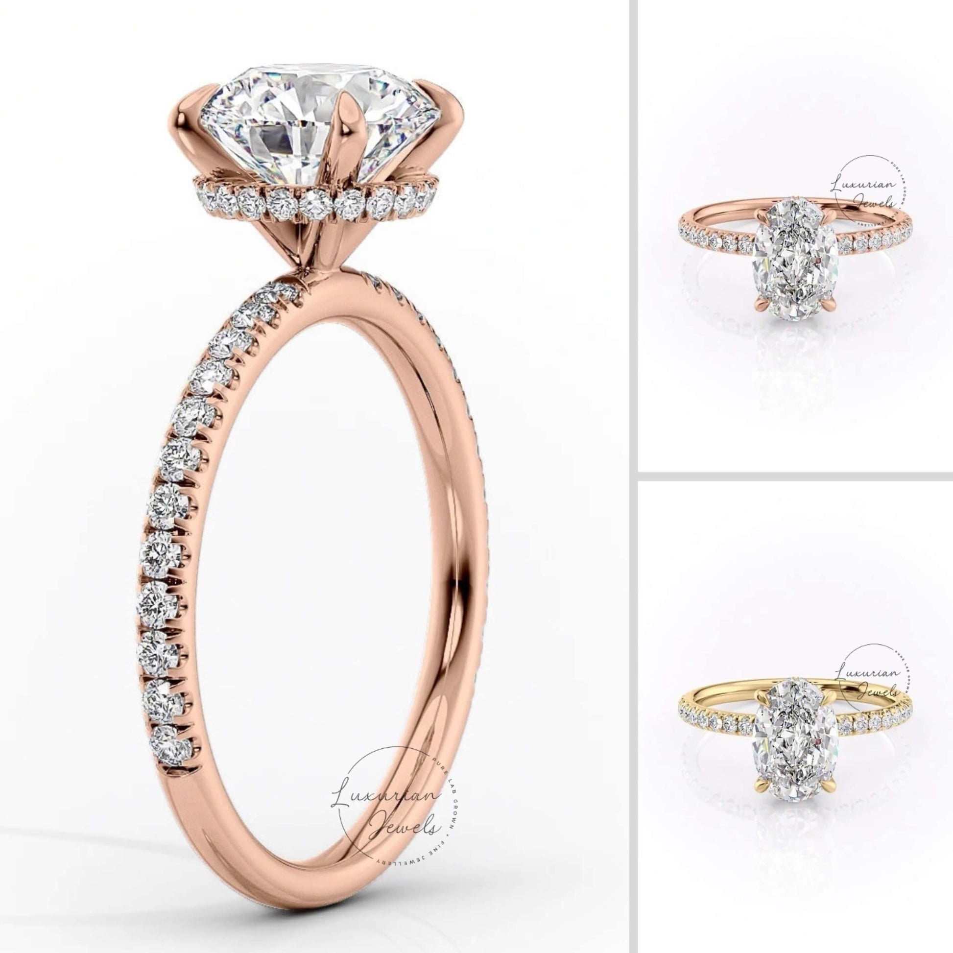 Oval Cut Hidden Halo Engagement Ring For Bride