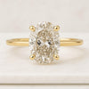 14K Solid Gold Oval Cut Salt And Pepper Diamond Solitaire Engagement Ring