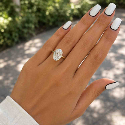 14K Solid Gold Oval Cut Lab Diamond Engagement Ring / IGI Certified F VS1 Diamond Solitaire Ring / Unique Wedding Band / Gift for Fiancee