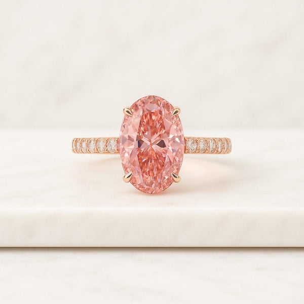 Oval Cut Lab Diamond Halo Engagement Ring Cluster Pave Lab Diamond Accent Ring Vintage Style Ring 18K Yellow Gold Anniversary Proposal Ring