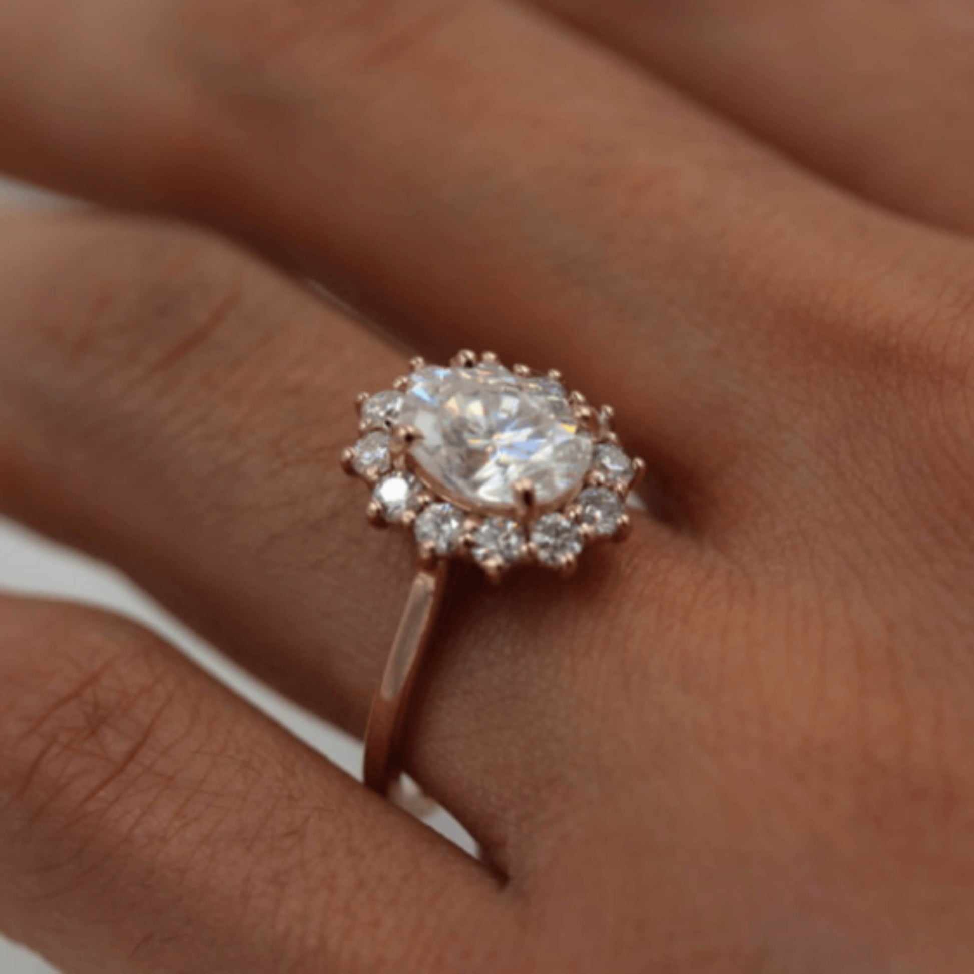 Oval Cut Lab Diamond Halo Wedding Ring For Love