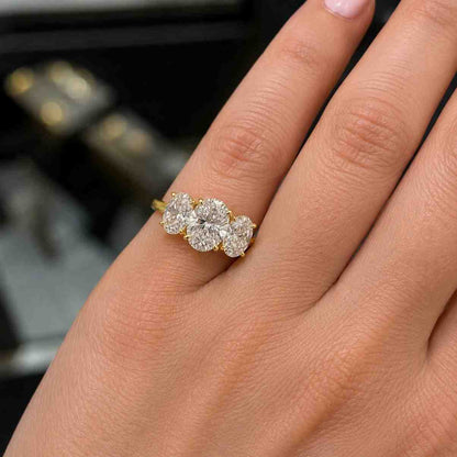 Oval Cut Lab Diamond Ring Certified Lab Grown Diamond Engagement Ring Solid Gold Ring 7 Stone Ring for Anniversary Gift Vintage Promise Ring
