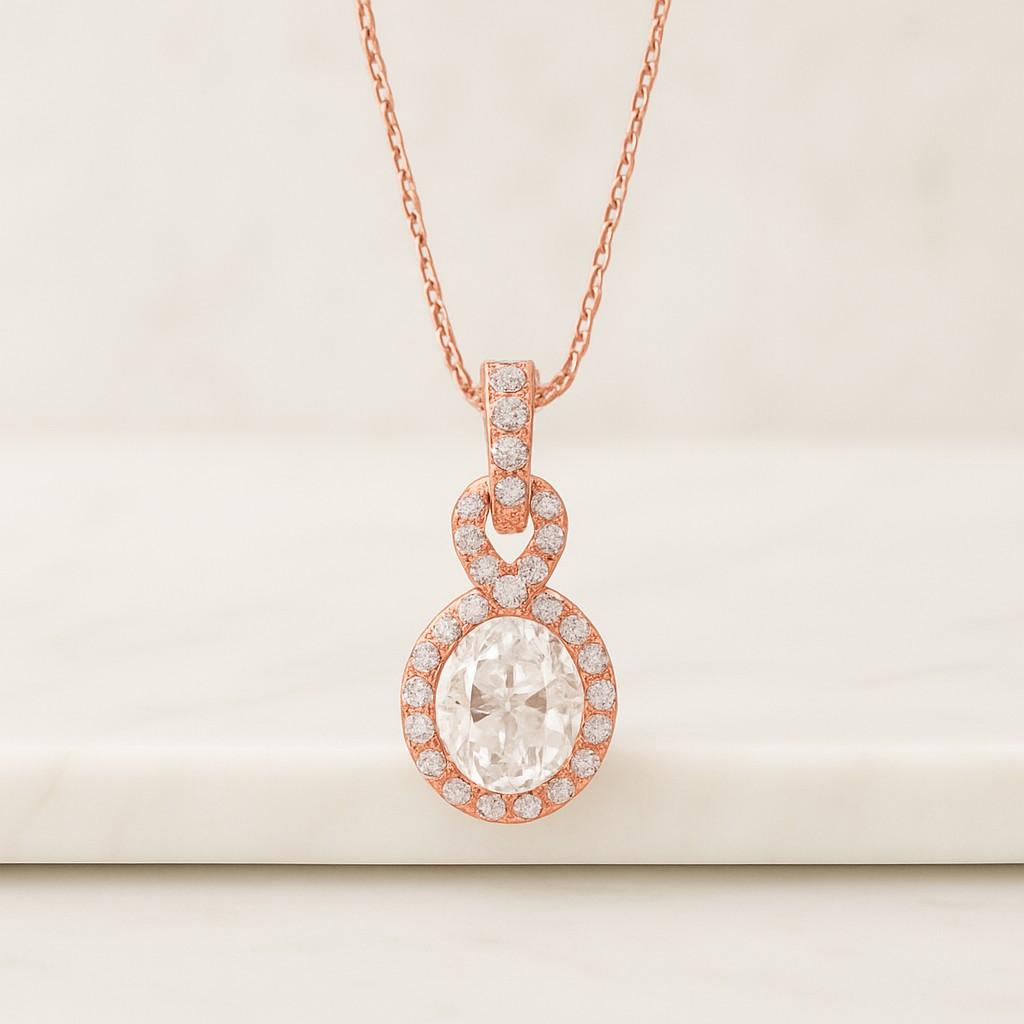 Oval Cut Lab Diamond Wedding Necklace Solitaire Diamond Engagement Necklace Eco Friendly Diamond Proposal Necklace CVD Diamond Necklace