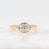 Oval Cut Lab Grown Diamond Bezel Set Solitaire Engagement Ring