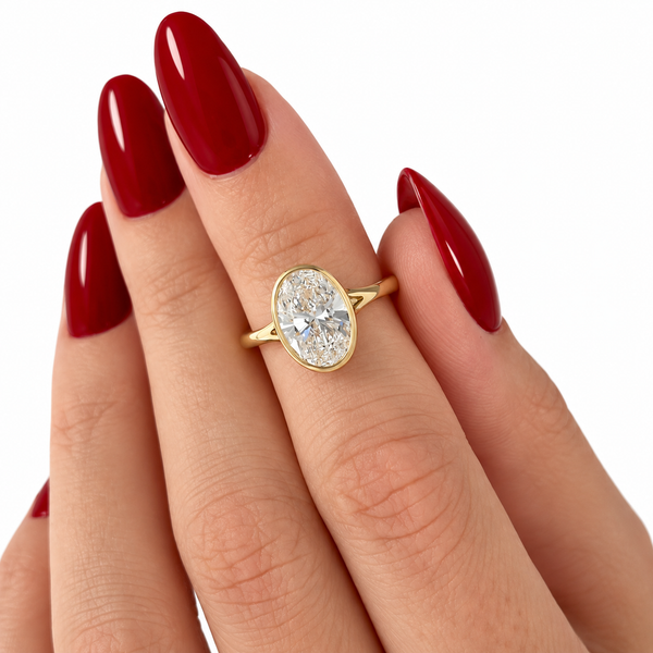 2.00 CT Oval Cut Lab Grown Diamond Engagement Ring in 14K Solid Gold