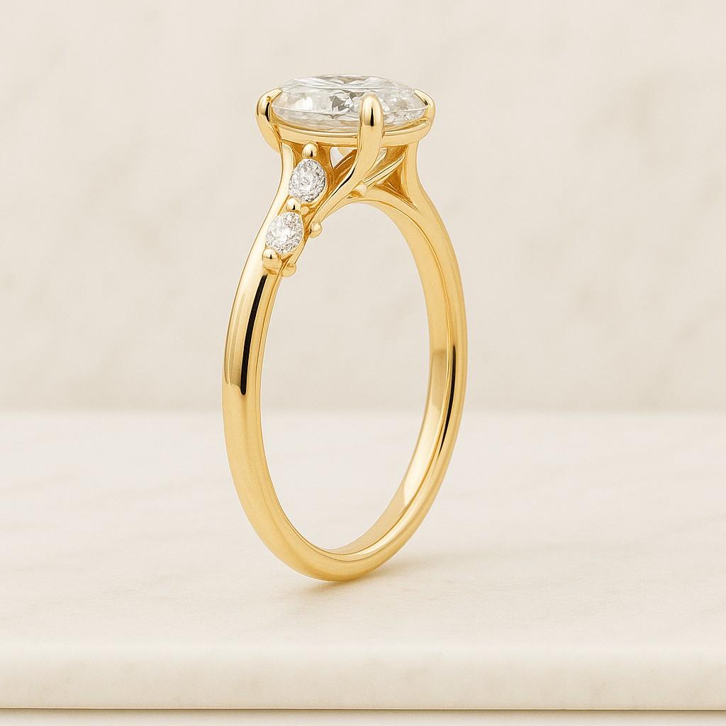 Oval Cut Lab Grown Diamond Engagement Ring Five Stone Diamond Wedding Ring Man Made Diamond Proposal Ring