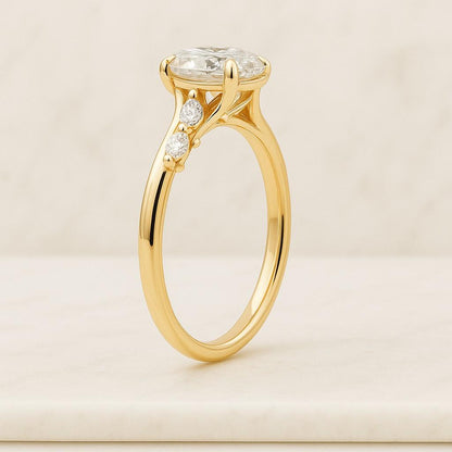 Oval Cut Lab Grown Diamond Engagement Ring Five Stone Diamond Wedding Ring Man Made Diamond Proposal Ring