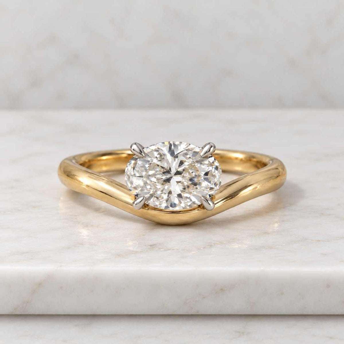 oval cut lab grown diamond engagement ring | igi certified | solitaire tulip | 14k solid gold
