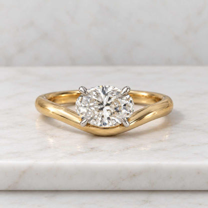 Oval Cut Lab Grown Diamond Engagement Ring | IGI Certified | Solitaire Tulip | 14K Solid Gold
