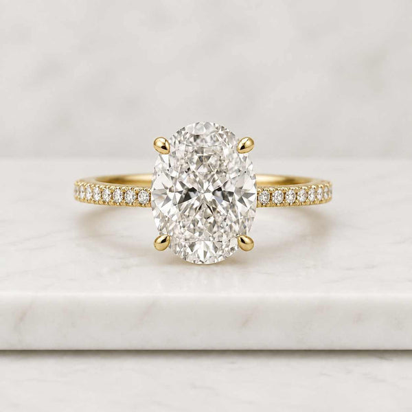 Oval Cut Lab Grown Diamond Engagement Ring, Oval Diamond Halo Wedding Ring For Bridal Gift, 14K Solid Gold Annversary Ring, Lab Diamond Ring
