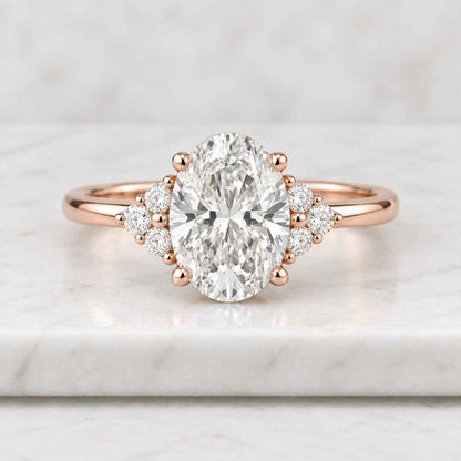 Oval Cut Lab Grown Diamond Engagement Ring  Oval Shape Solitaire Ring with Round Side Stones  IGI Certified  Gift for Her