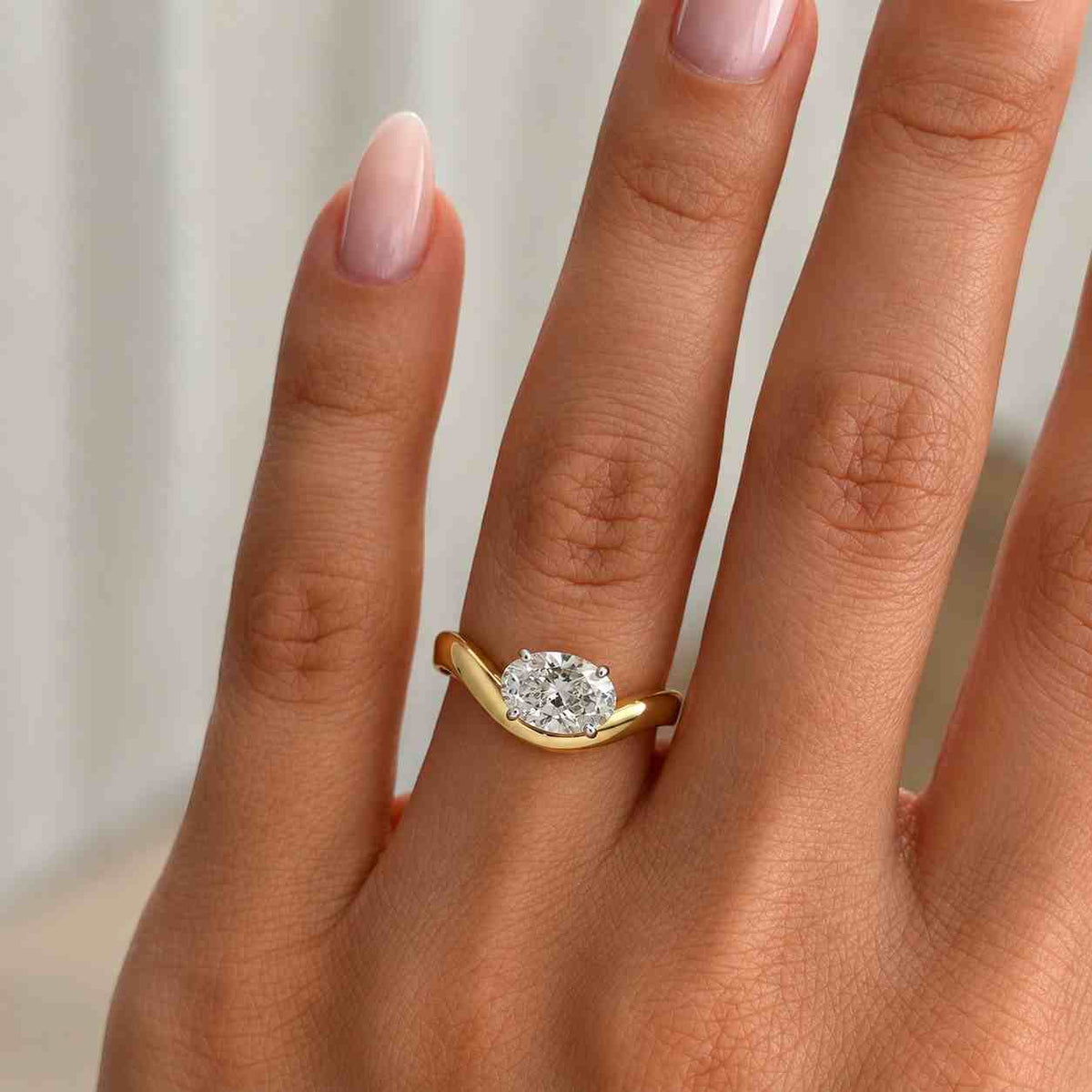 Oval Cut Lab Grown Diamond Engagement Ring, Round And Marquise Side Stones, Unique Bridal Ring, Anniversary Ring
