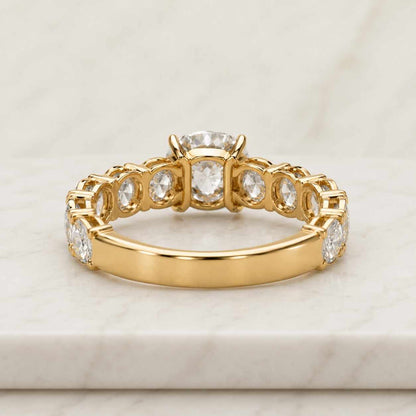 Oval Cut Lab Grown Diamond Engagement Ring, Side Marquise Diamond Accent Ring, 14K Gold Wedding Ring, Oval Diamond Ring For Proposal Gifts