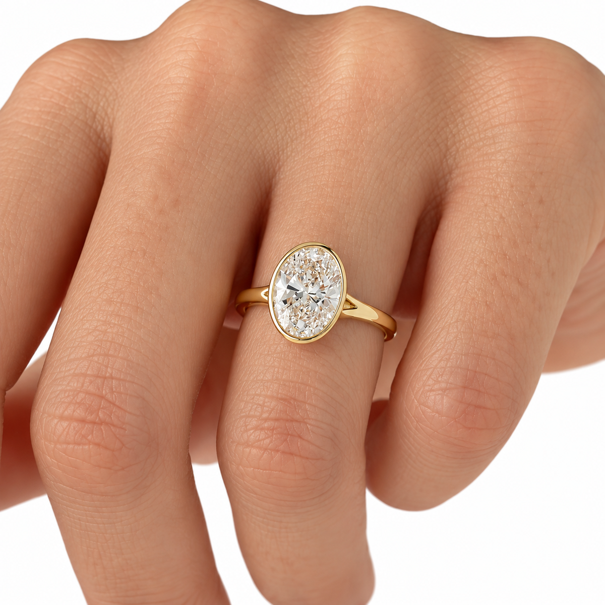 2.00 ct oval cut lab grown diamond engagement ring in 14k solid gold