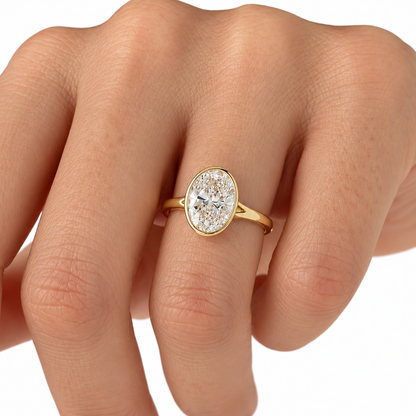 2.00 CT Oval Cut Lab Grown Diamond Engagement Ring in 14K Solid Gold