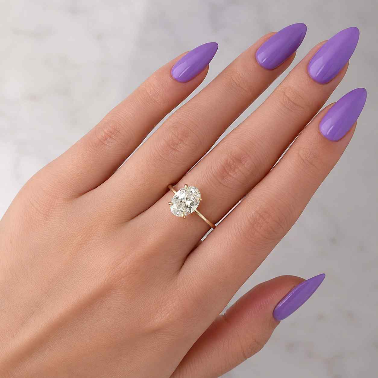 Oval Cut Lab Grown Diamond Engagement Ring, Tapred Band Ring, Minimalist Bridal Ring, 2.00ct IGI Certified Diamond, Anniversary Ring For Her