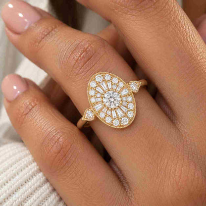 Oval Cut Lab Grown Diamond Engagement ring with Hidden Halo in 10K 14K 18K Gold, Silver and Platinum  IGI certified