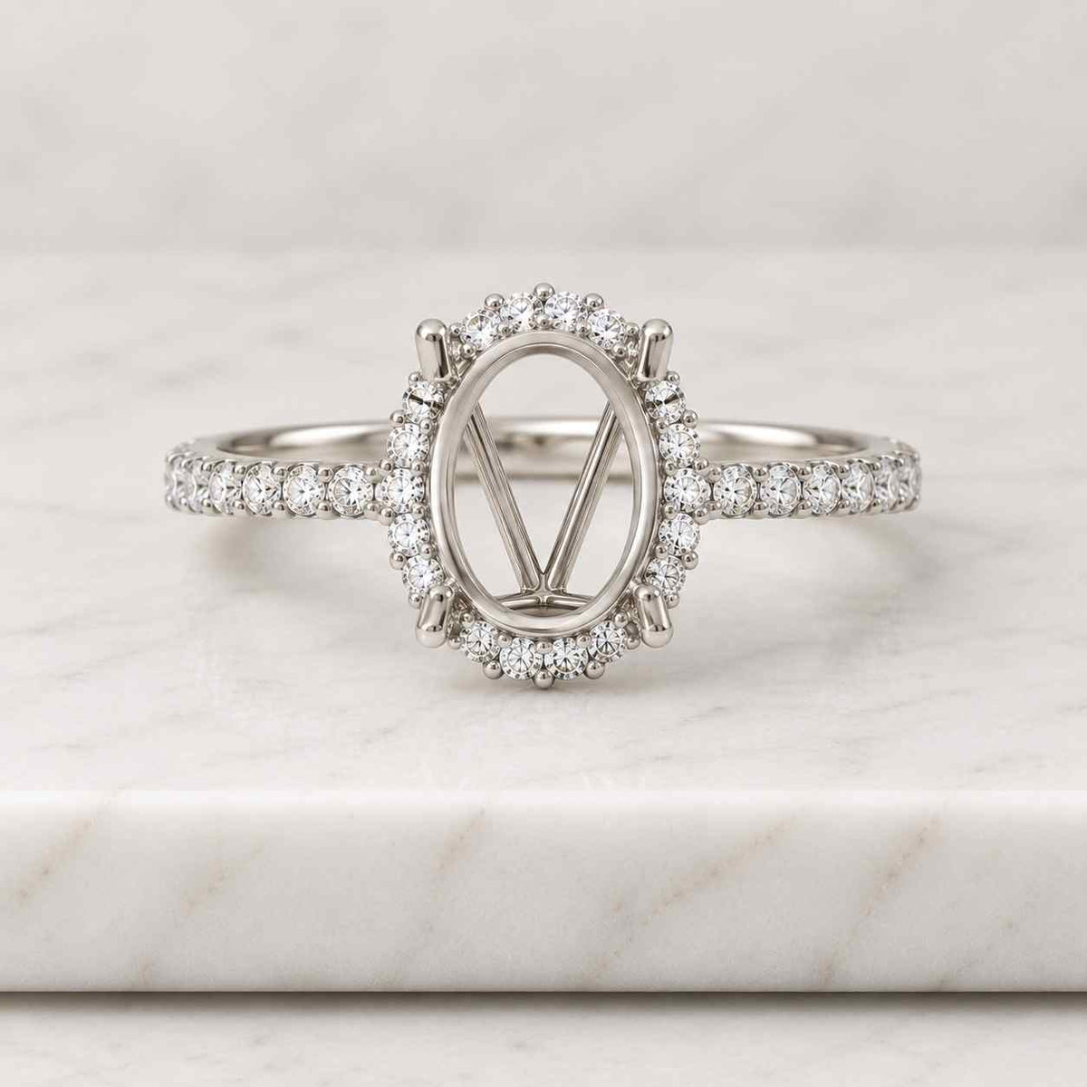 Oval Cut Lab Grown Diamond Engagement ring with Hidden Halo in 10K 14K 18K Gold, Silver and Platinum  IGI certified