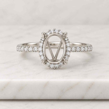 Oval Cut Lab Grown Diamond Engagement ring with Hidden Halo in 10K 14K 18K Gold, Silver and Platinum  IGI certified