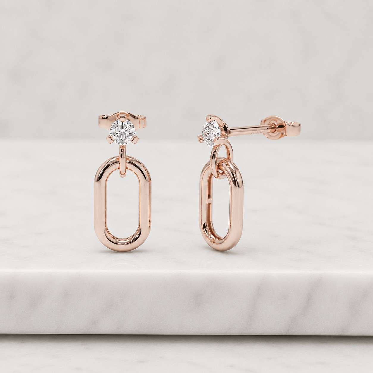 Oval Cut Lab Grown Diamond Hoop Earrings 2 CTW, Minimalist Dangle Earrings, 14K Gold Diamond Drop Earrings, Everyday Luxury Jewelry Gift