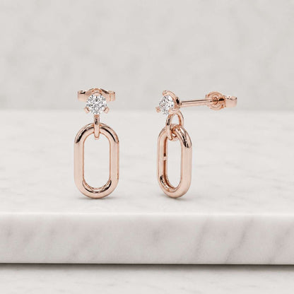 Oval Cut Lab Grown Diamond Hoop Earrings 2 CTW, Minimalist Dangle Earrings, 14K Gold Diamond Drop Earrings, Everyday Luxury Jewelry Gift
