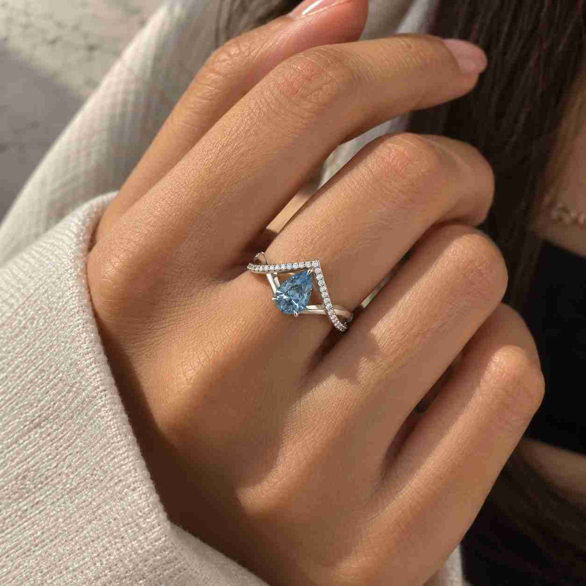  Oval Cut Lab Grown Diamond Ring Set | Hidden Halo Engagement Ring | Marquise Accent Wedding Band Set | Oval Diamond Bridal Ring Set
