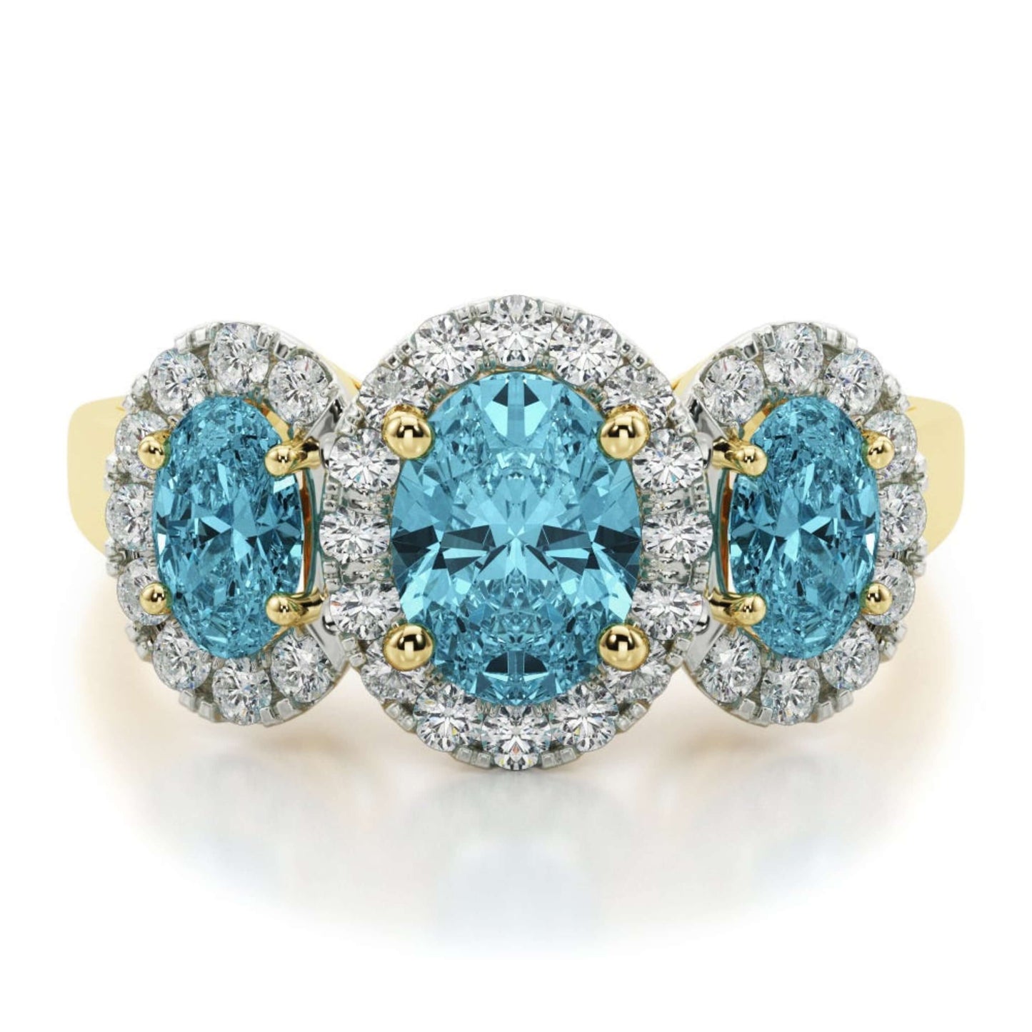  Oval Cut Lab Grown Diamond Three Stone Ring
