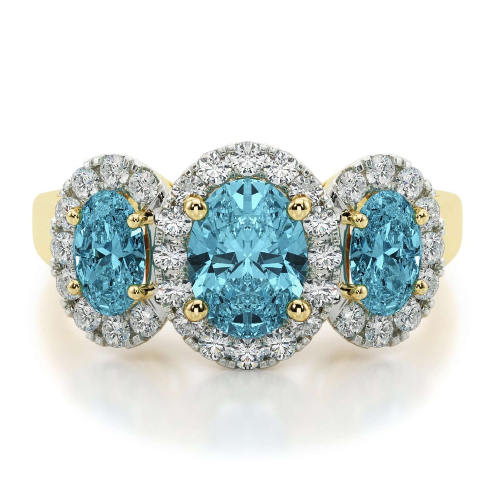  Oval Cut Lab Grown Diamond Three Stone Ring