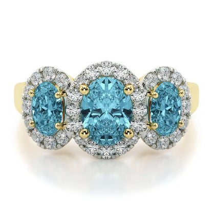  Oval Cut Lab Grown Diamond Three Stone Ring
