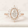 14K Gold Oval Cut Cluster Multi Diamond Ring