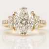 Oval Cut With Half Moon Three Stone Diamond Ring