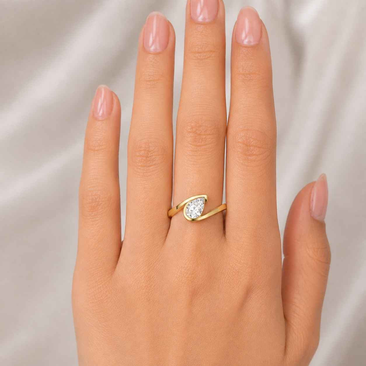 oval cut lab grown trendy east to west style diamond solitaire engagement ring 14k white gold