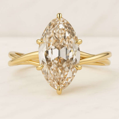 Oval Cut Lab grown Diamond Bypass Ring Solid Gold Modern Crossover Setting