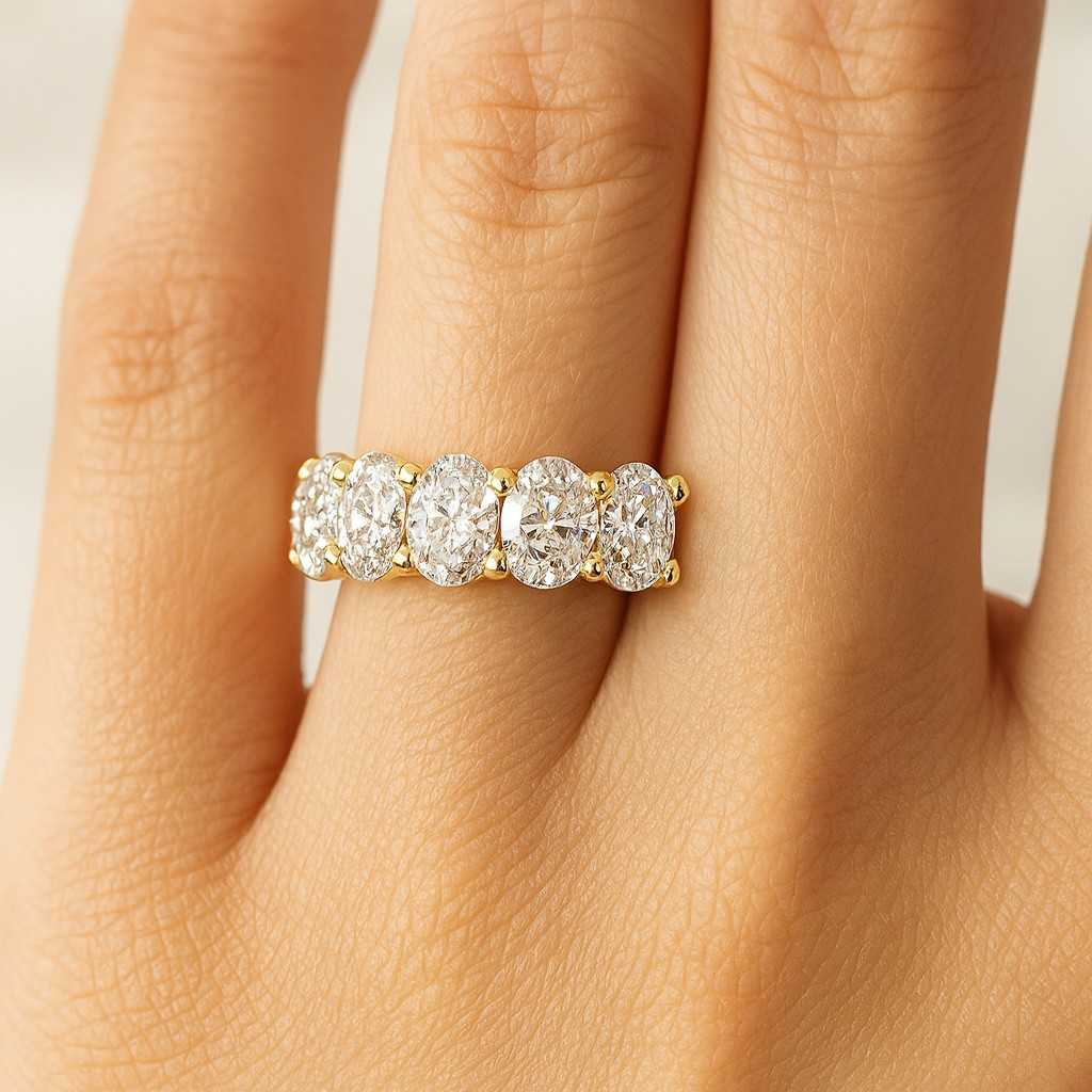 Oval Cut Moissanite Diamond Full Eternity Band Matching Wedding Band Stackable Eternity Band Anniversary Gift For Women