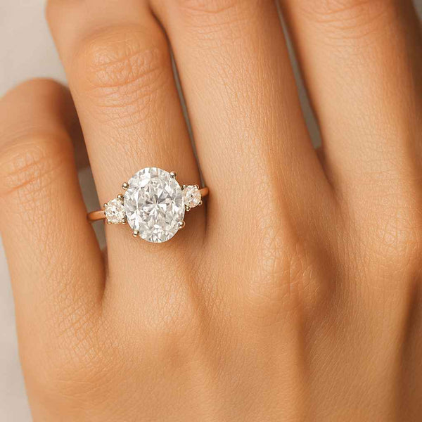 Oval Cut Moissanite Engagement Ring Round Hidden Halo Oval Solitaire Wedding Gift for Wife