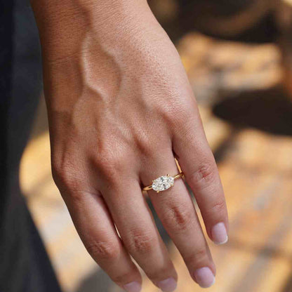 Oval Cut Moissanite Solitaire Engagement Ring in 14K Yellow Gold