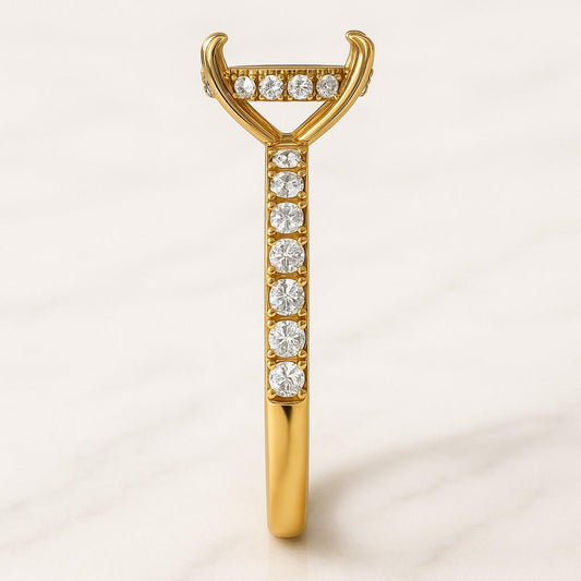 Oval Cut Moissanite Solitaire Engagement Ring Six Prong Knife Edge Ring