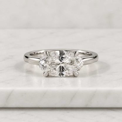 Oval Cut Moissanite Solitaire Engagement Ring in 14K Yellow Gold