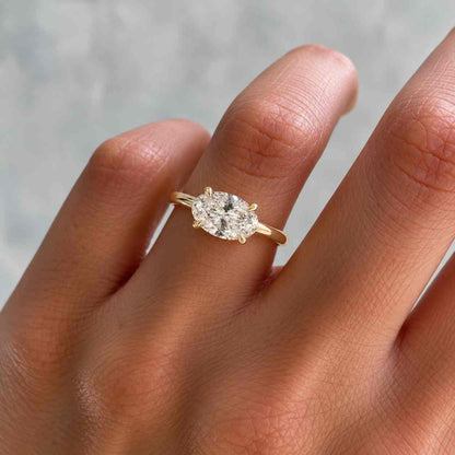 Oval Cut Moissanite Solitaire Engagement Ring in 14K Yellow Gold