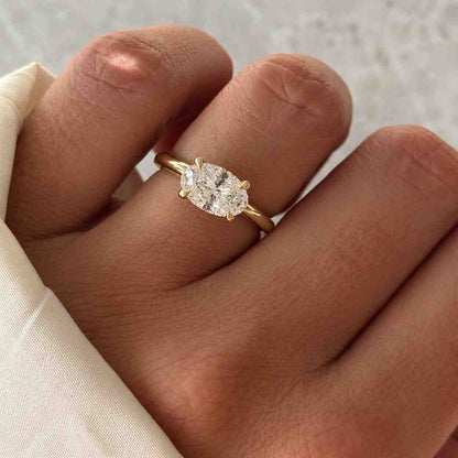 Oval Cut Moissanite Solitaire Engagement Ring in 14K Yellow Gold
