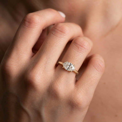 Oval Cut Moissanite Solitaire Engagement Ring in 14K Yellow Gold