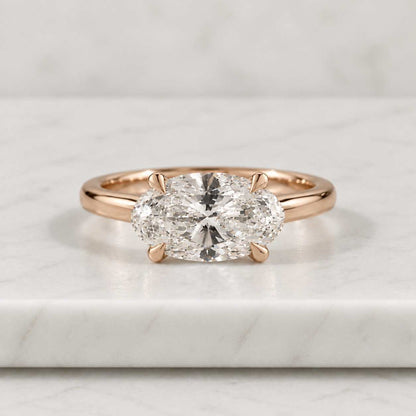 Oval Cut Moissanite Solitaire Engagement Ring in 14K Yellow Gold