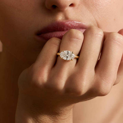 Oval Cut Moissanite Solitaire Engagement Ring in 14K Yellow Gold
