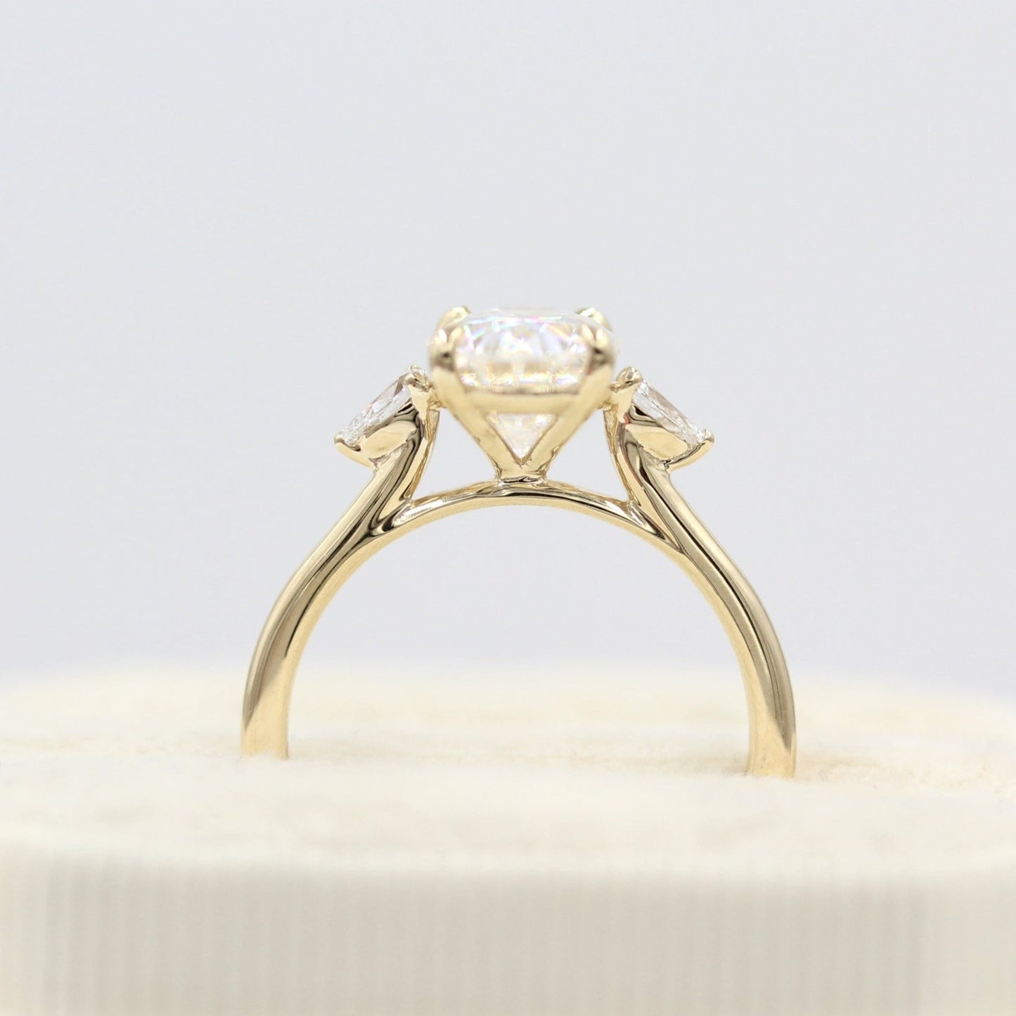 Oval Cut Moissanite Three Stone Engagement Ring