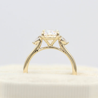 Oval Cut Moissanite Three Stone Engagement Ring