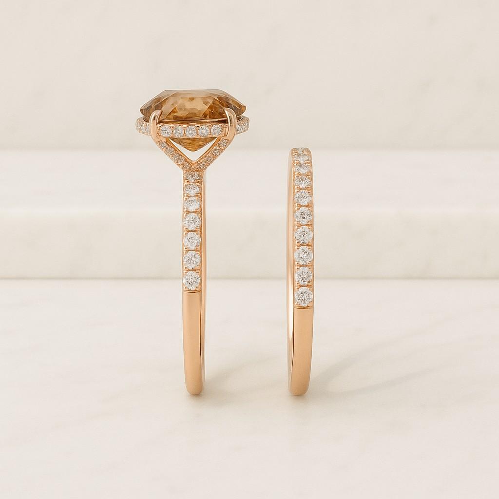 Oval Cut Moissanite Wedding Ring Set Half Eternity Engagement Ring Set Marquise & Round Side Diamond Ring Set Hidden Halo Bridal Ring Set